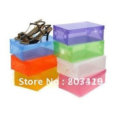 wholesale retail Transparent Women lady Stackable Crystal Clear Plastic Shoe Storage Boxes case organizer(China (Mainland))