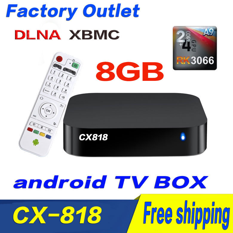 CX-818 8GB Dual Core Android Smart TV Box XBMC DLNA Media Player Center Smartphone Remote Control Free Shipping