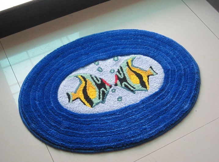 Hand Made Blue Fish Rug /Carpet Decoration Rug(China (Mainland))