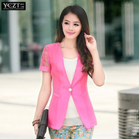 Free Shipping** Summer women's slim plus size short-sleeve suit jacket small short design female blazer