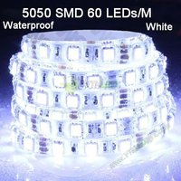 100m 300LED/reel IP65 waterproof 12V SMD 5050 white/warm white/red/blue/green/yellow LED strip light 60LEDs/ m DHL Freeshipping