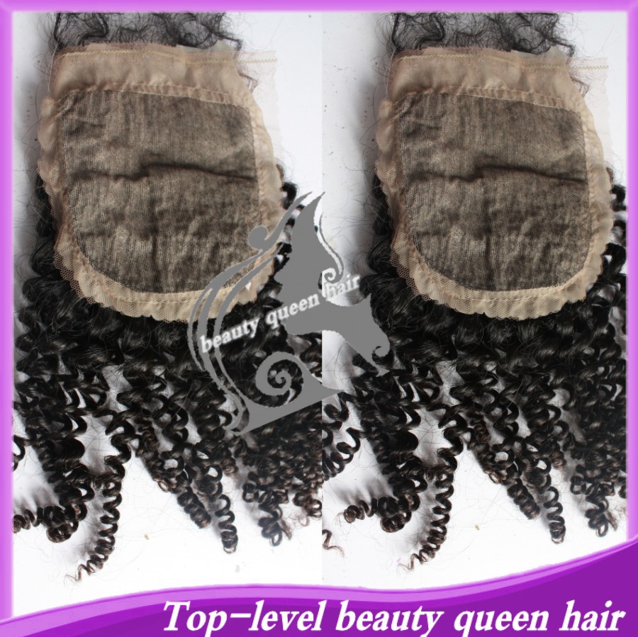 Instock 4"x4" swiss lace bleached knots natural color 10-22 inch silk base closure virgin brazilian hair silk top closure(China (Mainland))