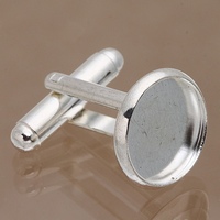 6pair/lot Silver Plated Blank Setting Base Pad  Cabochon Cuff Links Blank 12mm J1195