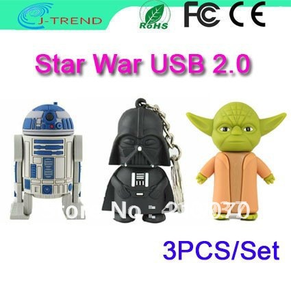 Wholesale DHL Fast Shipping Star War 2GB/4GB/8GB USB Flash Drive(3PCS/Set)(China (Mainland))
