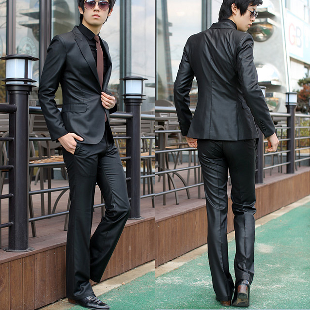 Men's clothing work wear slim blazer the groom wedding dress suit male casual suit set(China (Mainland))
