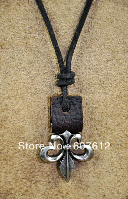 PN43 Cool Mens Surfer Beach Genuine Black Leather Choker Necklace Celtic Dagger(China (Mainland))