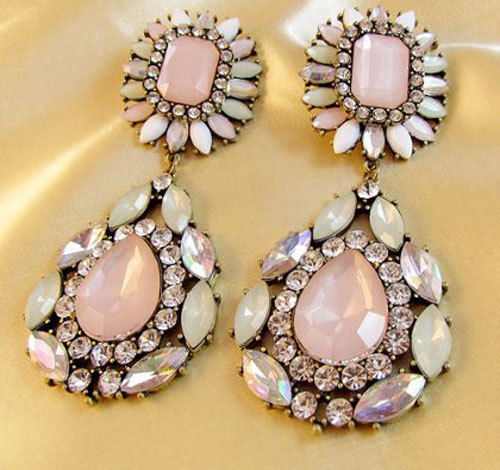 Free shipping ~ 2013 fashion earrings with cherry tree flower powder gem earrings Acrylic Drop earrings(China (Mainland))