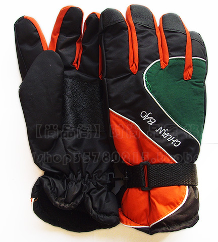 Free shipping 4PCS = 2pairs Male ski gloves full outdoor winter windproof waterproof leather wrist length slip-resistant buckle(China (Mainland))