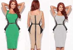 2013 New Fashion Womens Optical Illusion slimming Stretch bodycon Business Party Pencil Cocktail Dress D0079(China (Mainland))