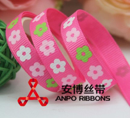 Free Shipping 100 yards 3/8" 9mm pink with colorful flowers grosgrain ribbon hairbow wholesales ab(China (Mainland))