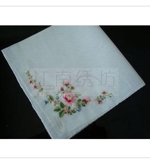 100% cotton embroidery Woman handkerchief rose Embroidered handkerchief(China (Mainland))