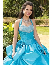 Halter and Sweetheart Bandage Floor Length Fairy-tale Magic Flattering To All Body Types Light Blue Quinceanera Dress