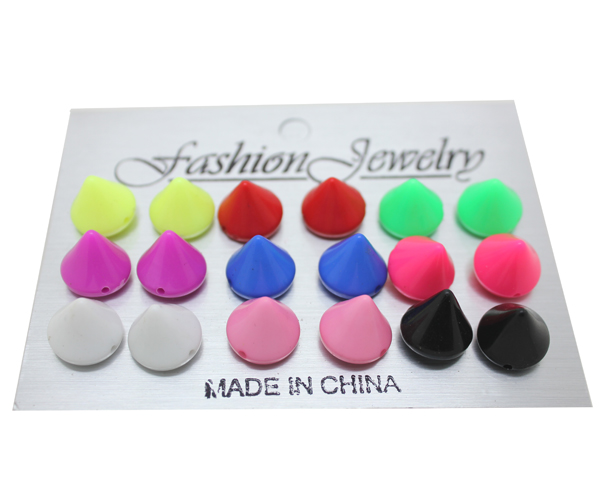 Hot-selling accessories neon color colorful acrylic rivet stud earring set e236(China (Mainland))