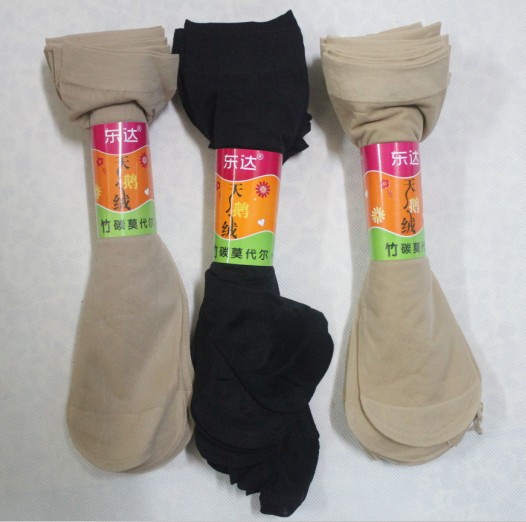 Fashion velvet bamboo charcoal fiber solid color shaping 10 shuangyi bag short invisible flesh-colored stockings(China (Mainland))