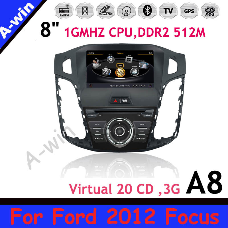 8" 1GMHZ CPU 512M DDR2 car radio dvd gps for Ford Focus 2012 unit Virtual 20 Disc 3G car device(China (Mainland))