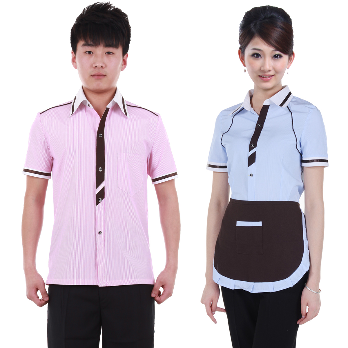 Free shipping workwear uniform Work wear summer short-sleeve hotel fast food restaurant staff uniform retail &wholesale hot sale(China (Mainland))