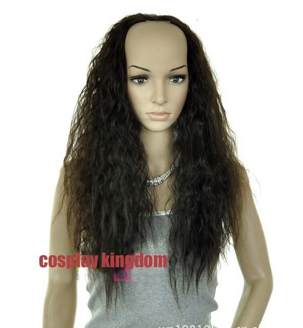 Wholesale HIGH HEAT Excellent Brownish New Women's Long Girl Sexy Wavy Full Synthetic Half Wig Available hair wig/wigs(China (Mainland))