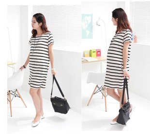 Free shipping Maternity clothing summer 100% cool cotton stripe maternity dress one-piece dress summer(China (Mainland))