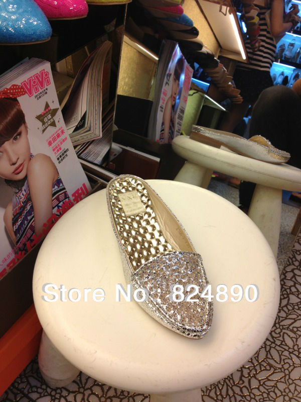 Free shiipping New arrival naked heel flat shoes sliver color Surface smooth and bright(China (Mainland))