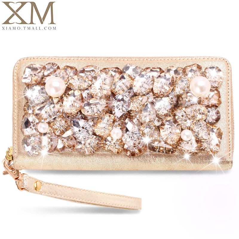 Free shipping Wallet 2013 female long design women's wallet women's rhinestone clutch day clutch q11(China (Mainland))