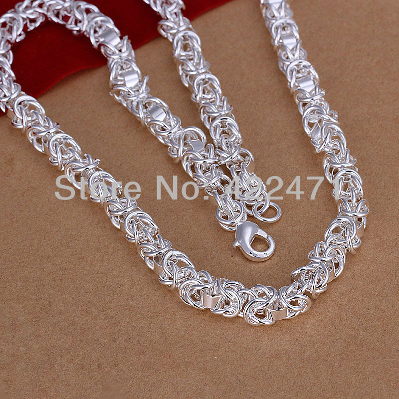 Trendy Hot Silver Plated 925 Sterling Simple Classic Chain Silver Jewelry silver Necklaces Free Shipping Wholesale DBN061(China (Mainland))