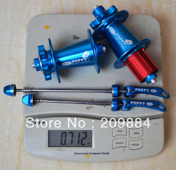 POPPY D3 041/042 Mountain bike disc brake hubs 32H + quick release / bicycle 4 Peilin bearings hub / bicke parts 36 ring blue(China (Mainland))