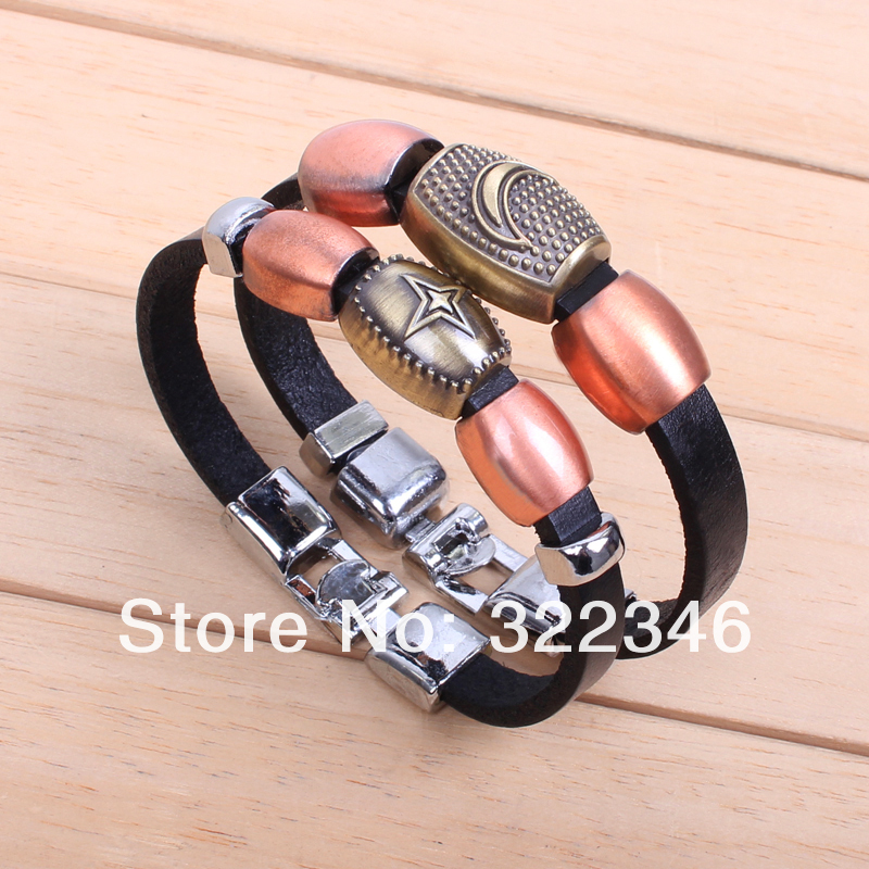 2013 Valentine Lovers Bracelet Retro The Moon And Stars Leather Bracelet Vintage Bead Jewelry Couples Bracelet Gift To The Lover(China (Mainland))