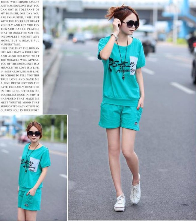 Han edition dress summer new plus-size bat fat mm loose T-shirt short sleeve shorts, leisure sport suits(China (Mainland))