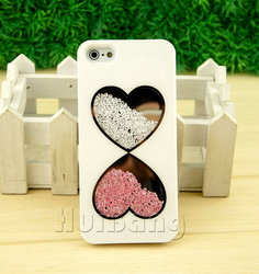 Luxury Love Heart Bling Rhinestone Crystal Case Cover for iPhone 5 5g White S277(China (Mainland))