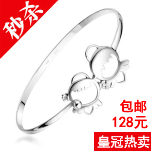Free shipping S925 pure silver bracelet CHOW TAI FOOK a lifetime fuxing silver baby bracelet hand ring female(China (Mainland))