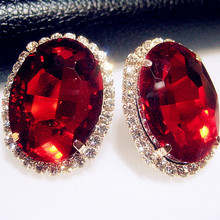 Multicolour crystal gem austrian  oval shape ladies sexy super large stud earring
