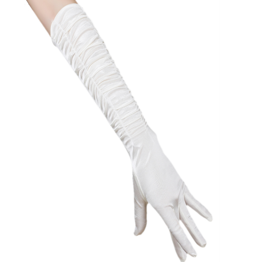 White satin long design bride full finger gloves wedding accessories gloves short design 76(China (Mainland))