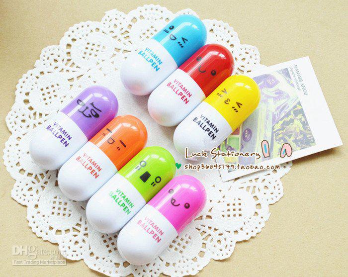 free shipping office supplies Capsule pill Retractable Ballpoint pen vitamin pill Ball Pen Telescopi(China (Mainland))