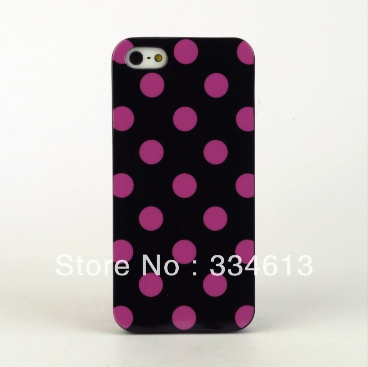 wholesale newest Purple Cute nice Polka Dots TPU Soft Silicone back Cover Skin Case For iPhone 5 5G(China (Mainland))