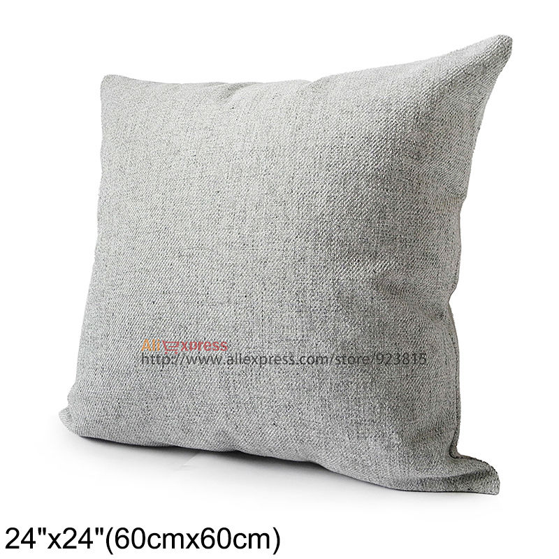 Morden Light Grey Plain linen cotten Pillow Case/Cushion Cover 24"(60cm) Customized HSK1020370L(China (Mainland))