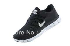 24 hours top quality 2013 Newest Men's free run 5.0+ v2 running shoes men athletic casual sports man boots sports black-silver(China (Mainland))