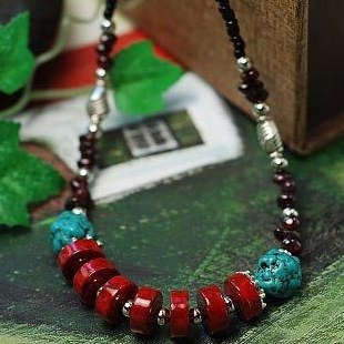 Handmade personalized accessories natural coral stone Women necklace unique gift red(China (Mainland))