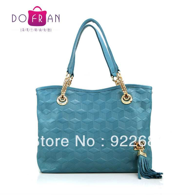 Genuine leather women's bag 2013 preppy style tassel brief fashion one shoulder handbag(China (Mainland))