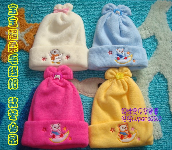 Newborn 100% super soft cotton knitted baby hat infant hat line cap knitted hat 0-1 year old(China (Mainland))