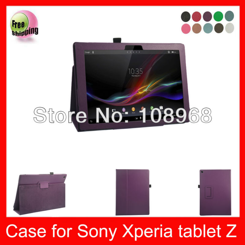 Auto Wake Sleep Function,High Quality PU Smart Cover Leather Case For Sony Xpeia Tablet Z 10.1'' Leather Case,Dark Purple(China (Mainland))