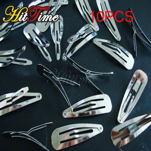 10Pcs/lot Silver Girls Trendy Snap DIY Hair Clip Claw Barrette Pin Holder Bow New [9885|01|10](China (Mainland))
