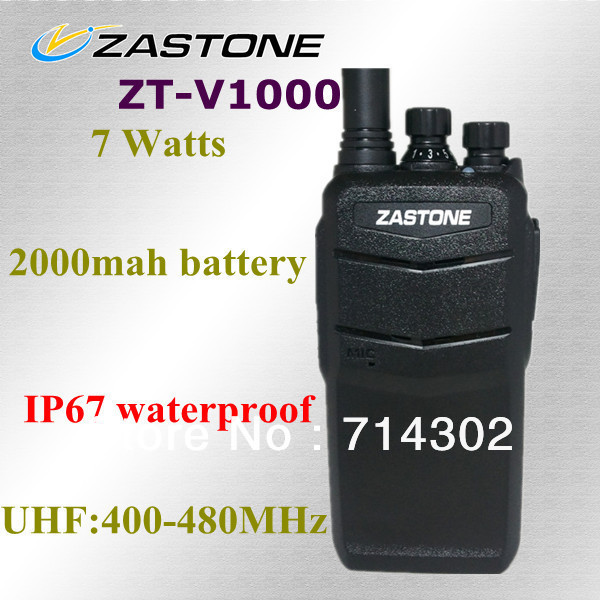 7 Watts IP67 waterproof walkie talkie ZT V1000 UHF400 480MHz two way radio free shipping