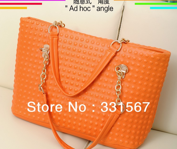 2013 summer new arrival womens large bag retro chain casual handbag shoulderbag square holdall 4colors,Free shipping(China (Mainland))