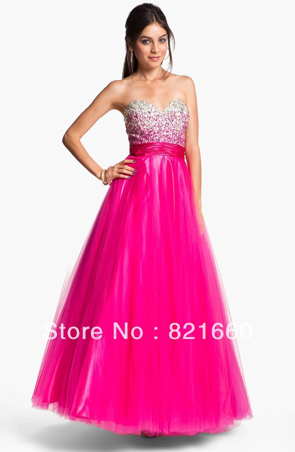 Pink Beaded Sweetheart Shinning Prom/Quinceanera dress/Ball gown/ Custom made(China (Mainland))