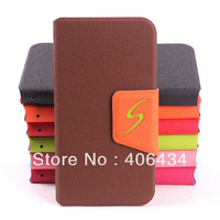Leather Case Wallet Case for Samsung Galaxy S4 i9500  +Free shipping