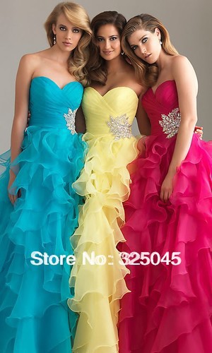 2013 Strapless A-line Organza Evening Prom dress Quinceanera Ballgown custom size 4-6-8-10-12-14-16+++++++++++(China (Mainland))