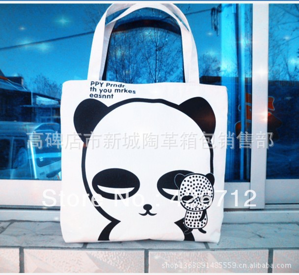 Factory direct canvas bag handbag bags school bags school bags fat bear head wholesale custom(China (Mainland))