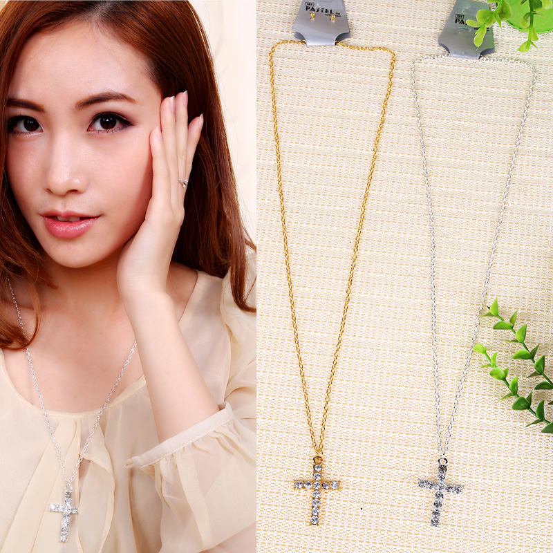 Minimum Order is $15 A428 2013 new arrival summer fashion diamond cross necklace cross(Hong Kong)