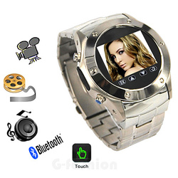 Stainless Steel Quad Bands Cellphone Watch Phone,1.3" TFT Touch Screen,Bluetooth Free Hands,MP3 MP4 Video Record FM 1.3MP Camera(China (Mainland))