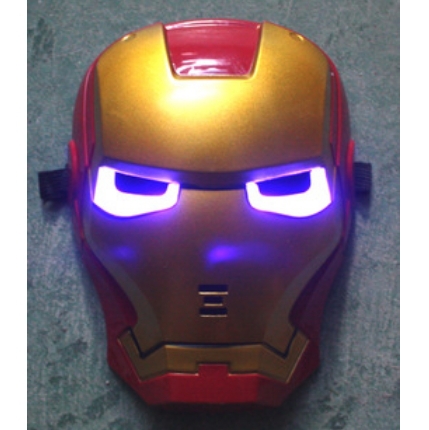 Iron Man Masquerade Ball Park Halloween Carnival Mask Glowing With Led Light PP 85g 5pcs/lot PW020 Free Shipping Wholesale(China (Mainland))